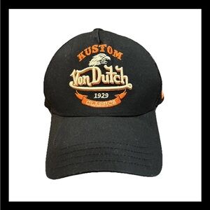 Von Dutch Black Cap with Orange and White Embroidery
